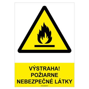 Výstraha! Požiarne nebezpečné látky-bezpečnostná tabuľka, plast A4, 0,5mm