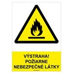 Výstraha! Požiarne nebezpečné látky-bezpečnostná tabuľka, samolepka A4