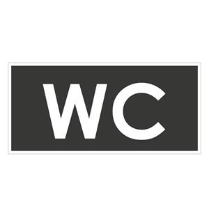 WC - OZNAČENÍ TOALETY, šedá, samolepka, 190x90 mm