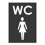 WC ženy, šedá, plast 1mm,105x148mm