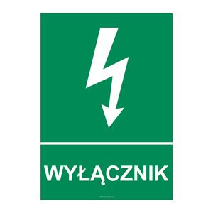 WYŁĄCZNIK, płyta PVC 1 mm, 210x297 mm