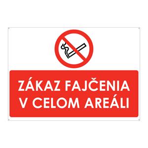 Zákaz fajčenia v celom areáli, plast 2mm s dierkami-297x210mm