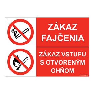 Zákaz fajčenia-Zákaz vstupu s otvoreným ohňom, kombinácia, plast 2mm s dierkami-297x210mm