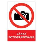 Zákaz fotografovania - bezpečnostná tabuľka s dierkami, plast A5, 2 mm