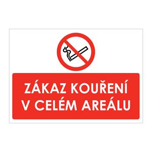 ZÁKAZ KOUŘENÍ V CELÉM AREÁLU, plast 2 mm, A4