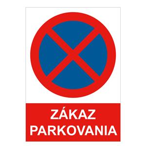 Zákaz parkovania (zastavenia) - bezpečnostná tabuľka, plast 2 mm, A4