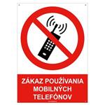 Zákaz používania mobilných telefónov - bezpečnostná tabuľka s dierkami, plast A4, 2 mm