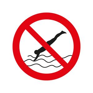 Zákaz skákanie do vody - SYMBOL, samolepka 100x100