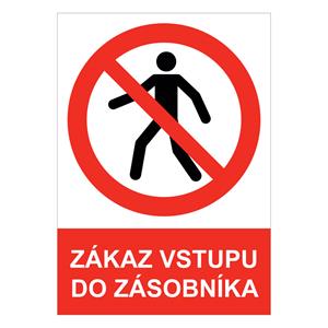 Zákaz vstupu do zásobníka - bezpečnostná tabuľka , samolepka A4