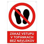 Zákaz vstupu v topánkach bez návlekov - bezpečnostná tabuľka s dierkami, plast A4, 2 mm